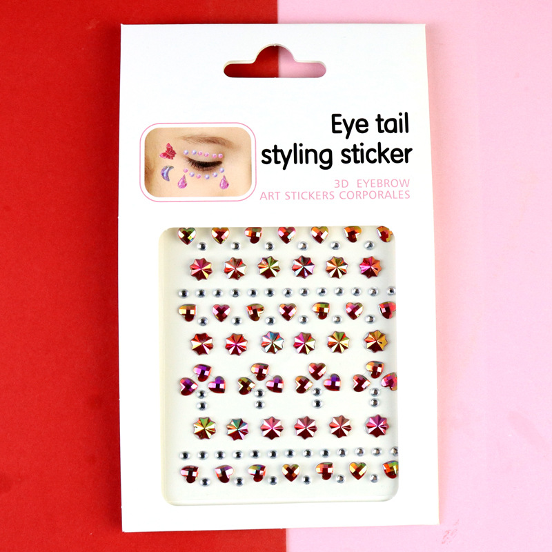 Transfronterizo AB diamantes coloridos joyas de maquillaje de ojos maquillaje facial pegatinas de diamante para niños espectáculo de escenario pegatinas faciales pegatinas de cristal perlas