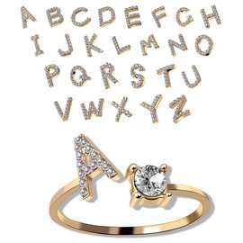 跨境26个英文字母戒指女时尚潮流欧美小众个性设计感开口指环批发