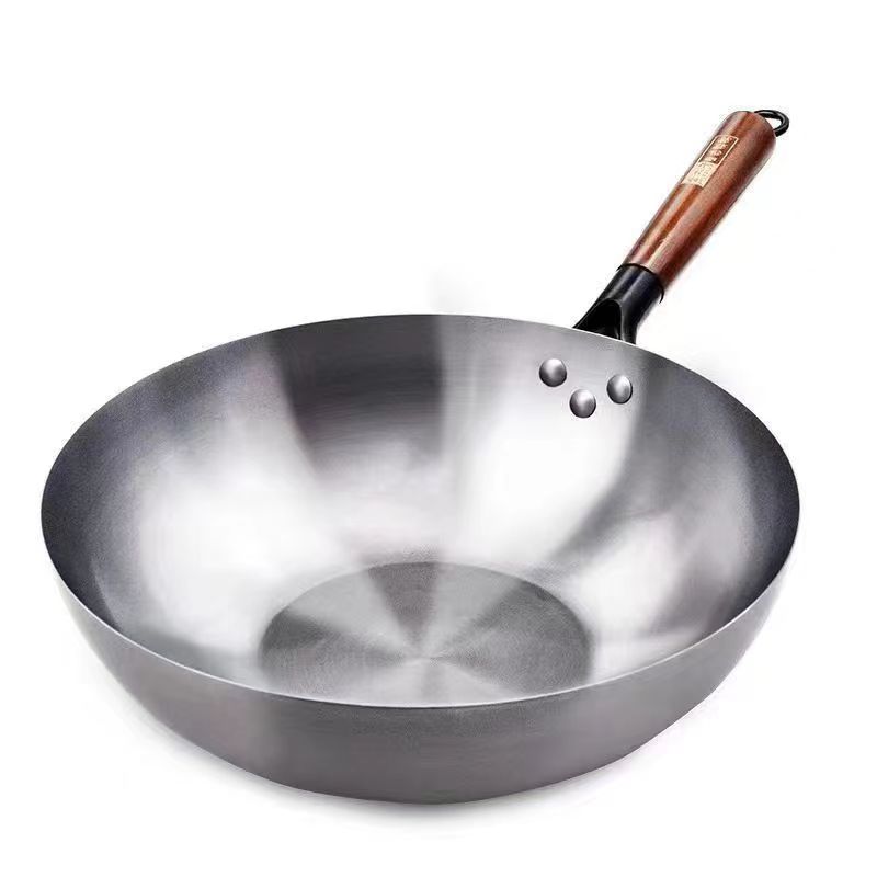 定制铁锅无涂层老式铁锅家用煤气灶商用跑江湖地摊不易粘熟铁锅