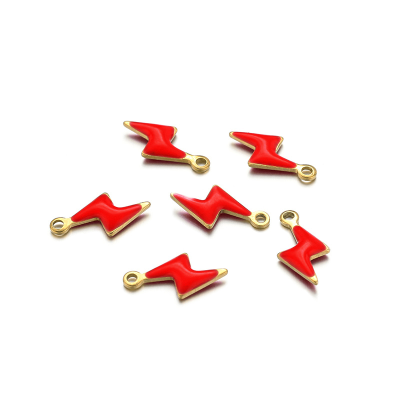8g Weight Pendant Jewelry Making Type 5*10mm Jewelry Making Size DIY Jewelry Accessories Classification 20 PCS/Package Quantity 304 Stainless Steel Material Lightning Pattern Enamel Design Casual, Simple Style Style 20 PCS/Package 5*10mm 304 Stainless Steel Lightning Pendant 3