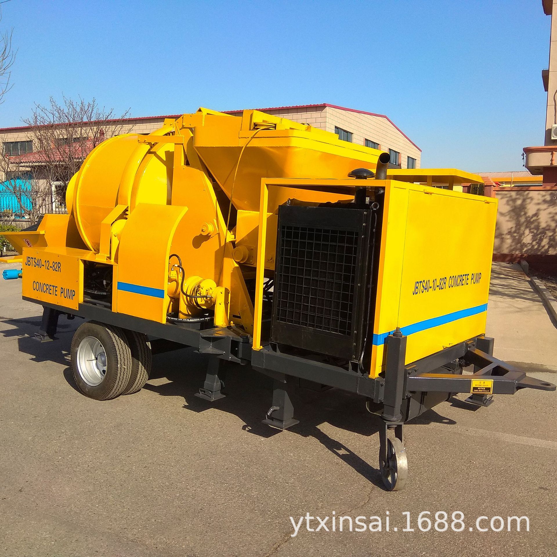 烟台82kw柴油搅拌机带泵机 搅拌拖泵 拖泵 滚筒搅拌泵送一体机