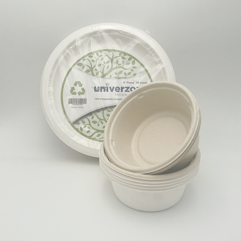 Placa de papel desechable Placa de papel Pulpa de caña de azúcar degradable Placa de cena Placa de pastel de cumpleaños Placa de pintura de bricolaje Placa de barbacoa de picnic