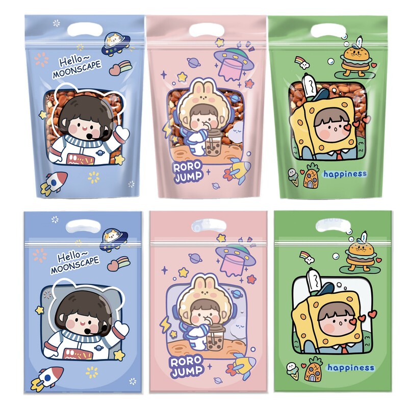 ジッパーシールスタンドアップバッグ漫画ジップロックバッグかわいいスノーフレークペストリーキャンディビスケットバッグ焼き菓子スナックバッグ|undefined