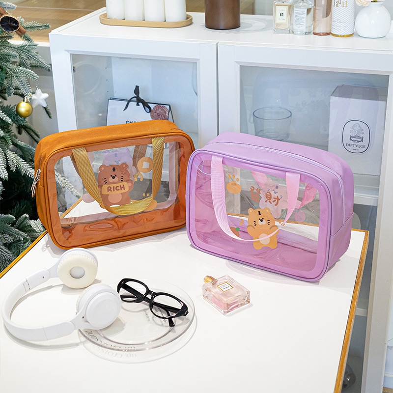 New Convenient Dry and Wet Separation Women's Makeup Bag Pu Waterproof Bag Large Capacity Travel Swimming Bag Toiletry Storage Bag