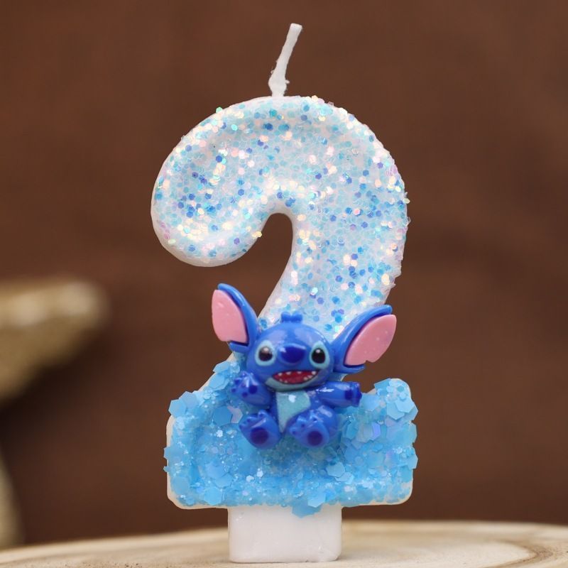 人気の Amazon ステッチ シリーズ デジタル キャンドル ピンクとブルーのクリエイティブな男性と女性の誕生日ケーキの装飾発光|undefined