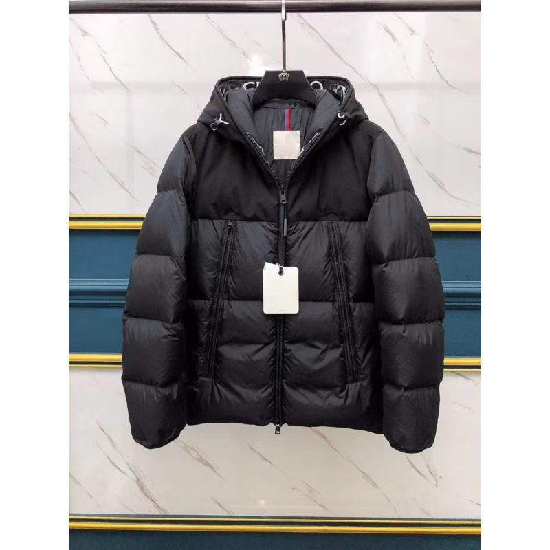 Cross-Border Foreign Trade Moncler down Jacket with Logo, Hood Trim, Zipper, Winter down Jacket, Men's Hooded Jacket