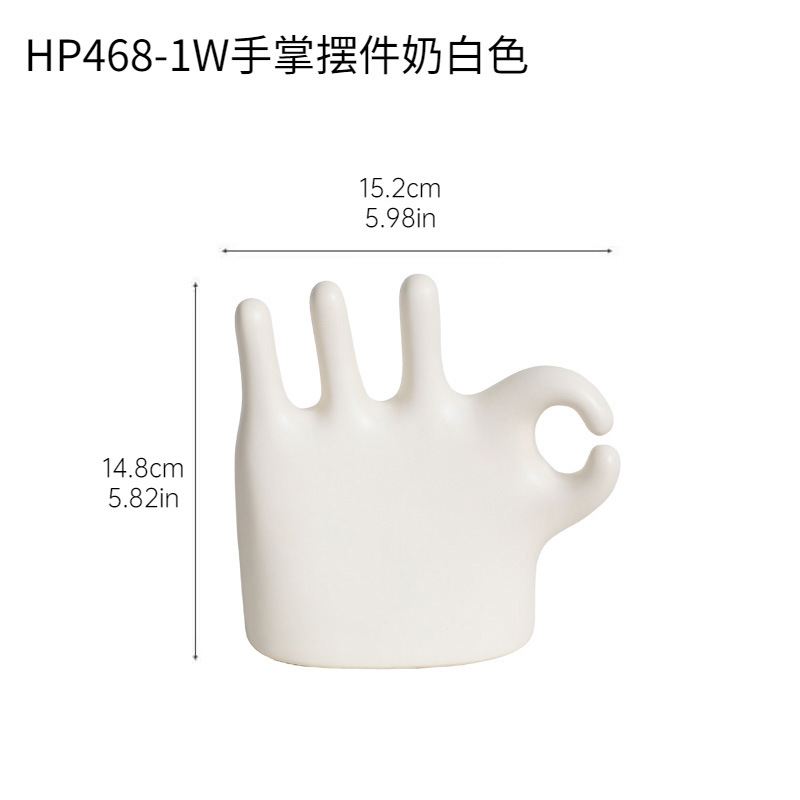 Wabi-Jifeng Decoración de palma de cerámica simple Joyas Estante de anillo Soporte de almacenamiento Estante de exhibición Accesorios de exhibición Decoración suave