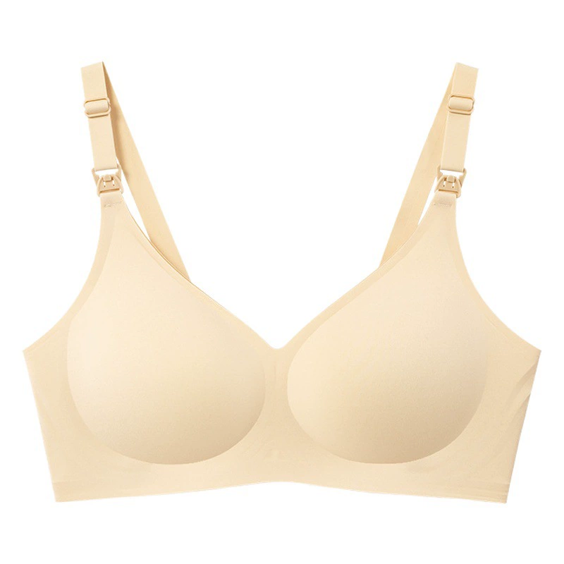 [Антибактериальный класс 7A] Бесшовный бюстгальтер для кормления с желеобразной полоской и фиксированной чашкой Бюстгальтер для кормления больших размеров Нижнее белье для беременных