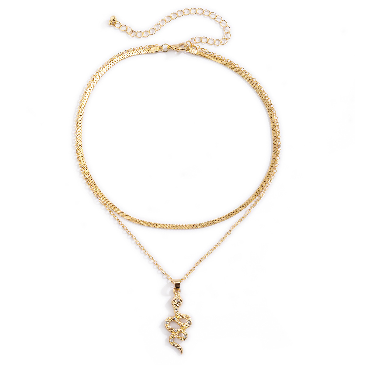 Retro Micro Diamond Serpentine Pendant Necklace display picture 6