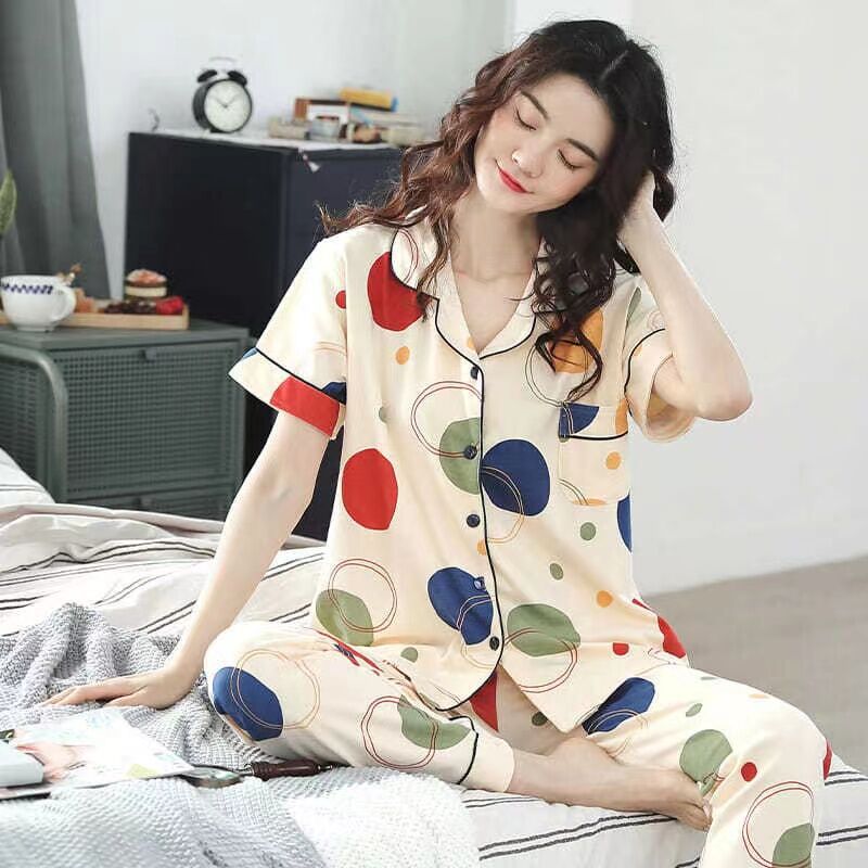 Pijamas de verano para mujer 100% pantalones de manga corta de algodón ropa para el hogar verano para mujer talla grande más delgada primavera y verano traje de dos piezas