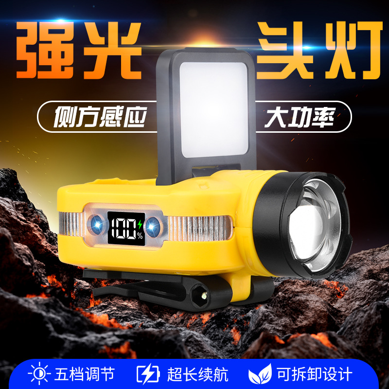 Luz transfronteriza de luz fuerte inducción ajustable de cinco velocidades lámpara de clip de sombrero desmontable luz de alta potencia luz de luz remota al aire libre
