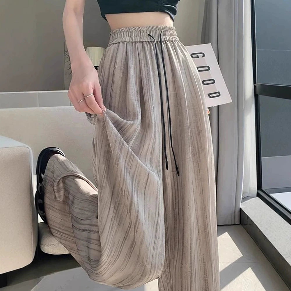 Миниатюрные повседневные атласные широкие брюки Yamamoto для женщин, летние повседневные брюки с прямой драпировкой, цельные оптовые продажи.