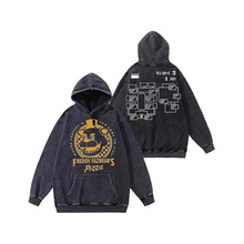 2024欧美跨境秋冬新男款Y2K街头风机械猴印花水洗做旧连帽衫卫衣