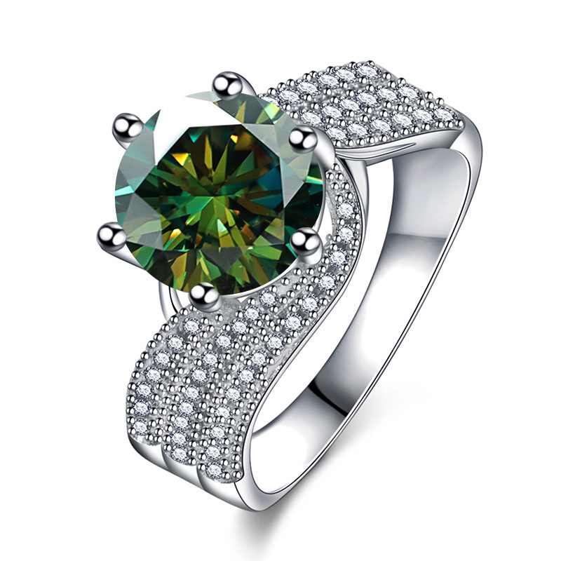 Anillo de diamante de diamante de plata esterlina 925 5 quilates, anillo de regalo de cumpleaños para la novia.