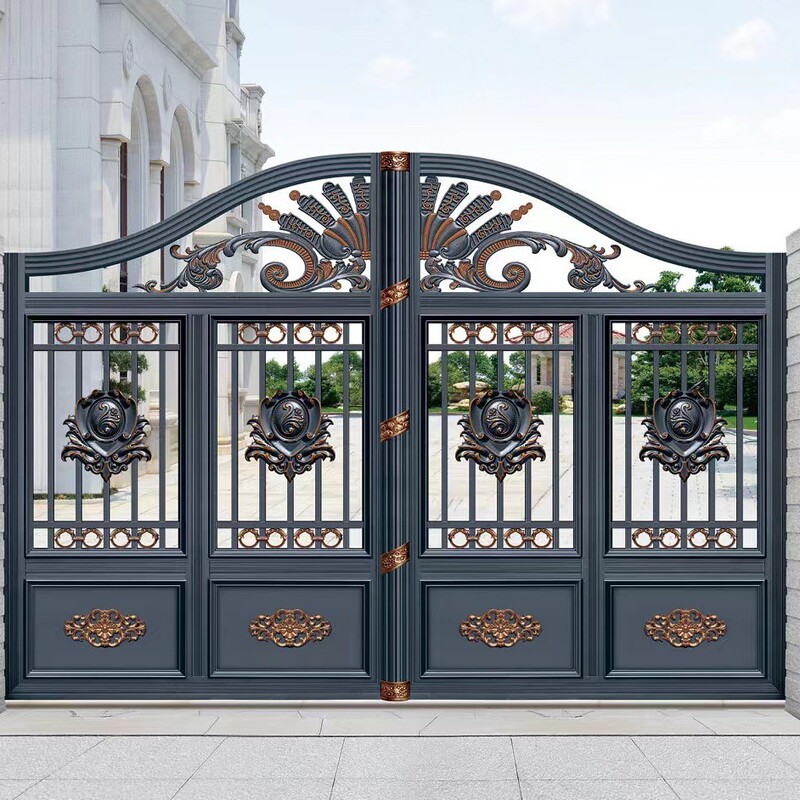 New Chinese-Style Aluminum Art Courtyard Entrance Door for Villa, Rural Yard, Commercial Aluminum Alloy Door, Single-Door Entryway