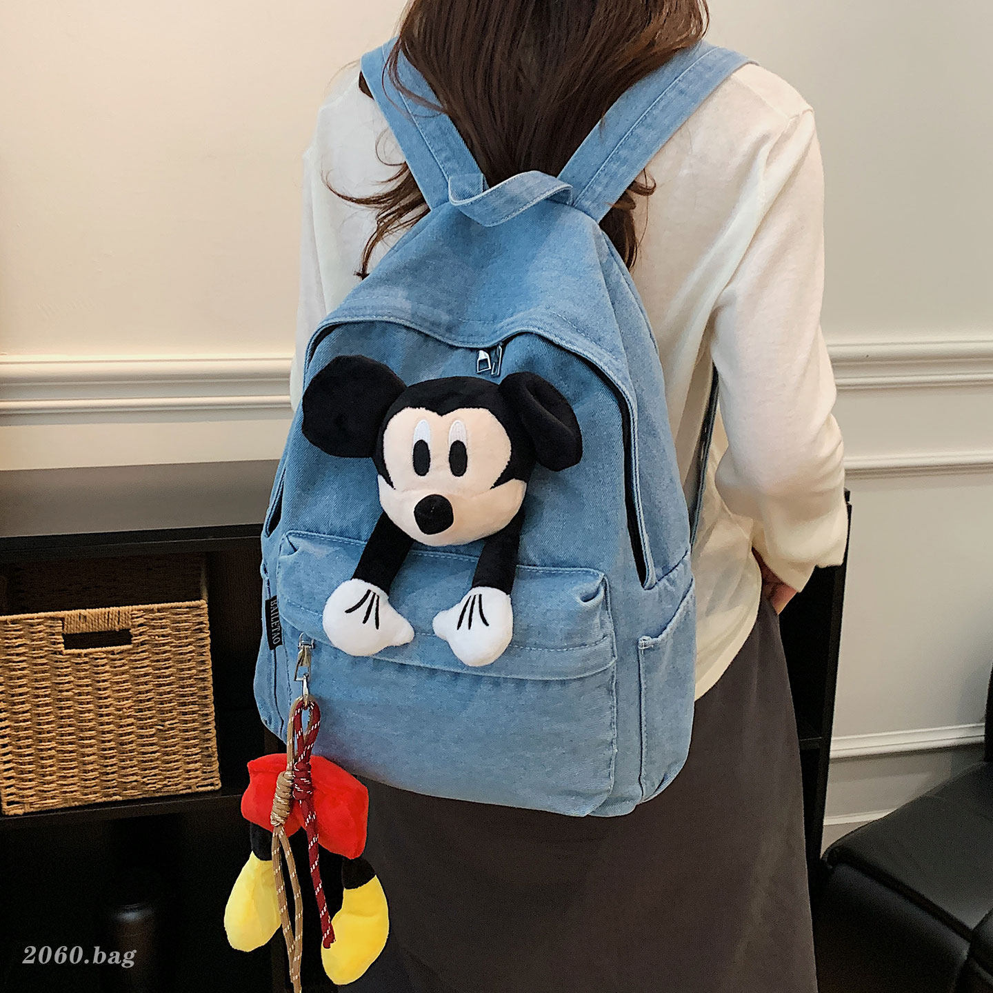Muñeca 2026 mochila de gran capacidad de ocio nueva mochila de vaqueros caricatura encantadora clase de estudiantes de aire extranjero
