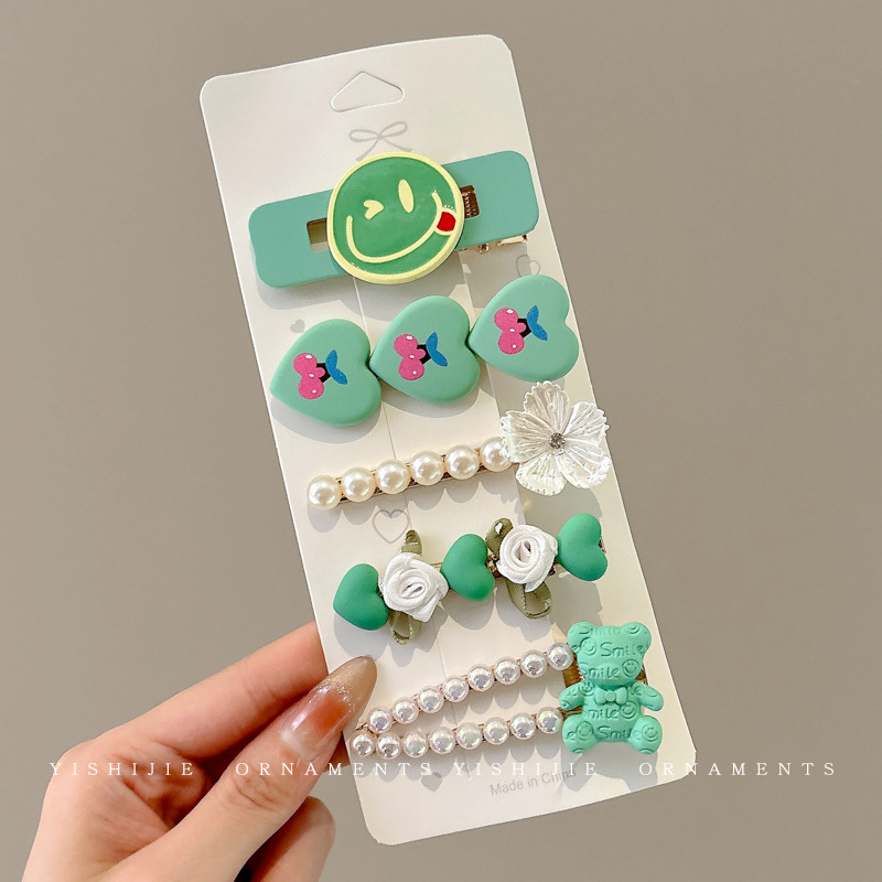 Pinza para el cabello para niños de dibujos animados coreanos, clip para flequillo en la frente femenina, horquilla rota lateral, horquilla de sentido avanzado, clip para bebé, tocado