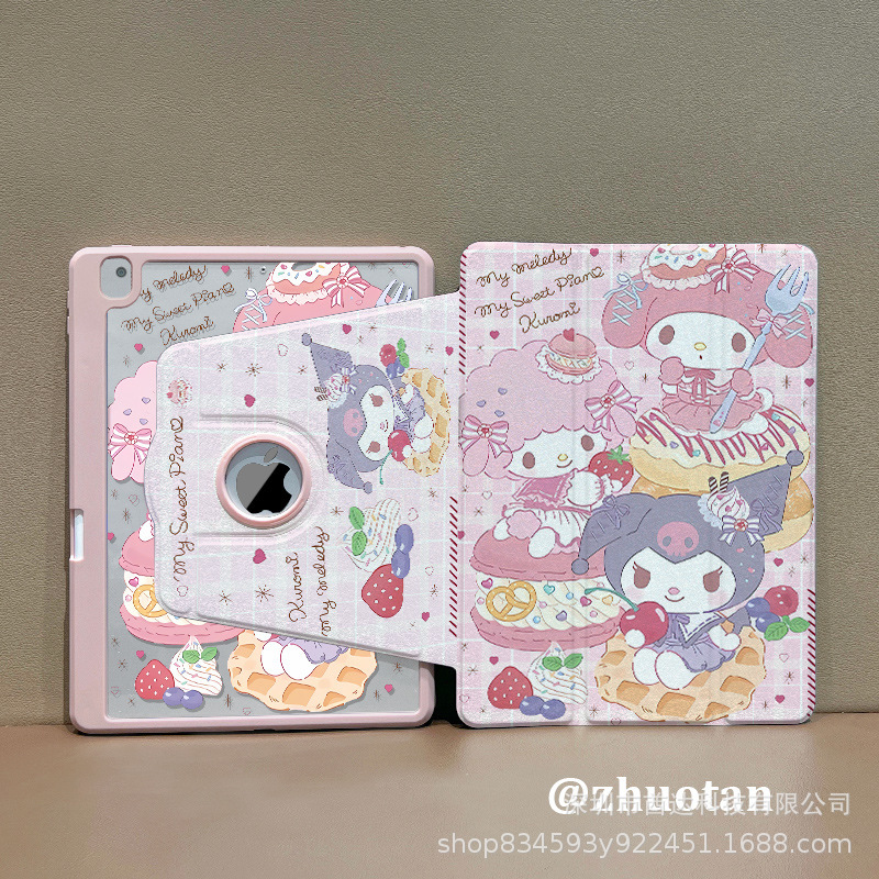 Exposure Label 720 ° Rotating iPad Protective Case Suitable for 2021 Tablet Case Anti-Bend Air5 Cartoon Mini6 Protective Case
