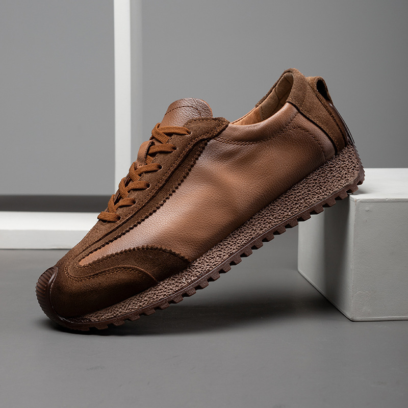 Men's breathable autumn and winter 2023 new fashion shoes all-match genuine leather sneakers retro sports casual shoes men's daddy shoes