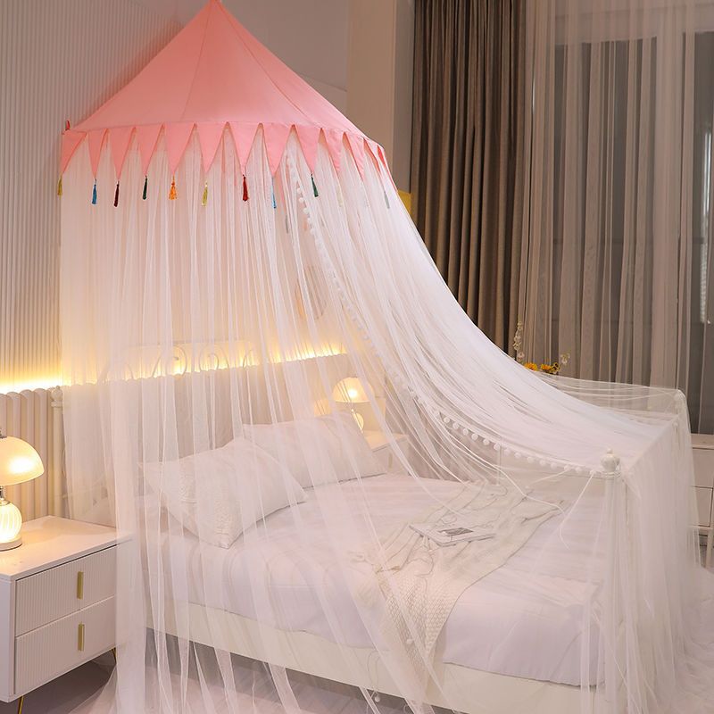 Wall-Mounted Mosquito Net, Wall-Mounted Semi-Circular Single-Open Mosquito Net, Princess Style Dust-Proof Top, Removable and Washable Floor-Standing Mosquito Net for Home Bedroom