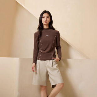 Fashion Joker Half High Collar Base Shirt Solid Color Slim Long Sleeve T-shirt Winter 2024 New