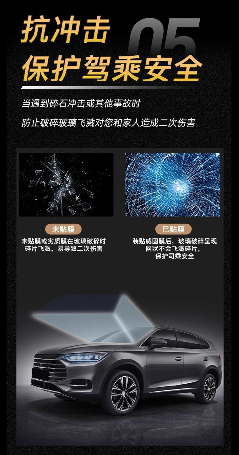 3m Car Film for Front Windshield, Explosion-Proof, Sun Protection, Heat Insulation, Solar Film, Car Window Film, Crystal 70 Full Car Glass Film