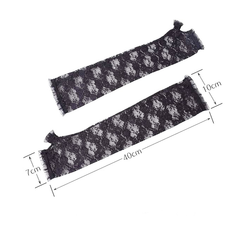 Guantes de 45cm para mujer, guantes largos de encaje, elegantes guantes de encaje sin dedos, guantes de conducción al aire libre con protección solar