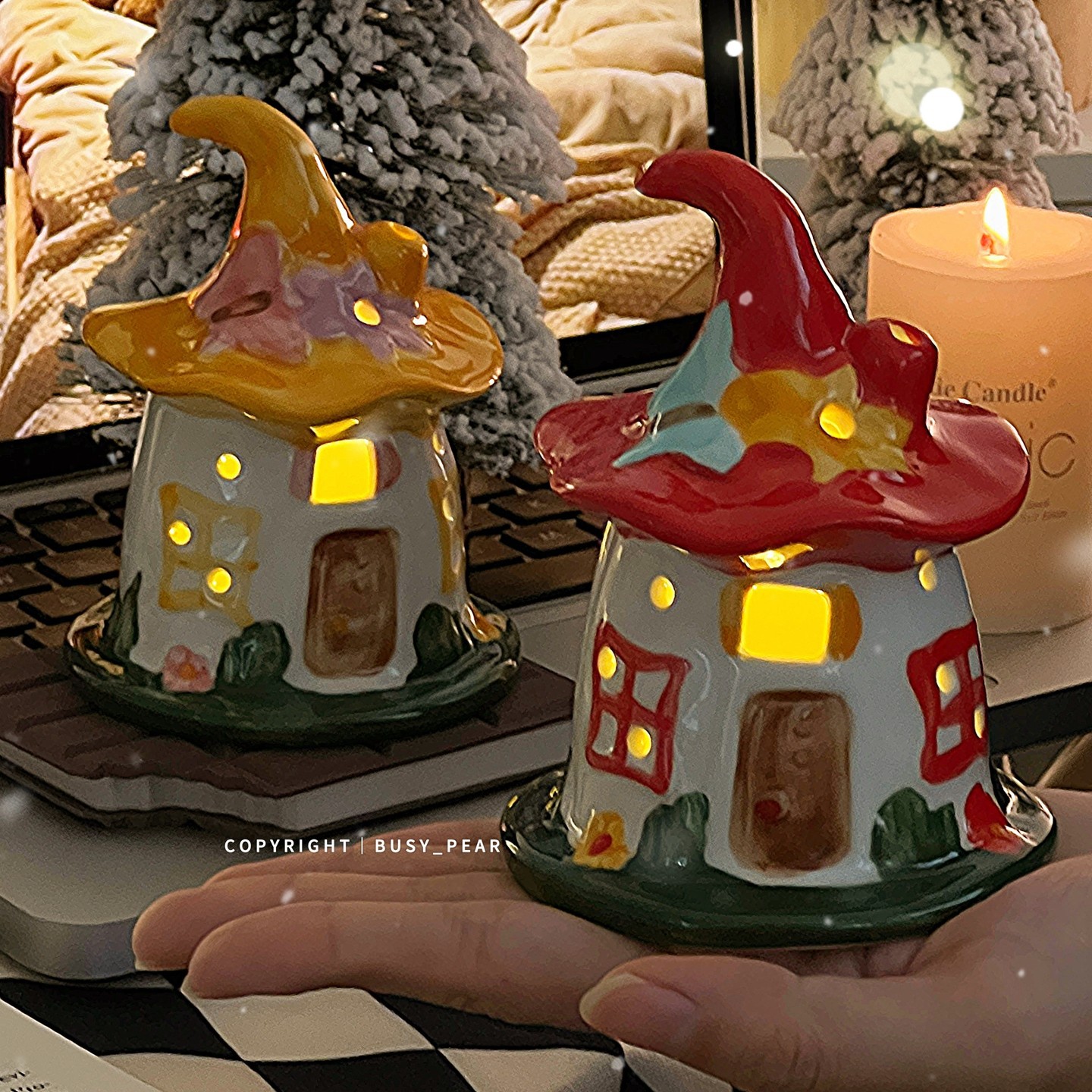 Magic House Night Light Birthday Gift Female Ceramic Atmosphere Bedside Lamp Cute Children's Bedroom Sleep Light Ornament