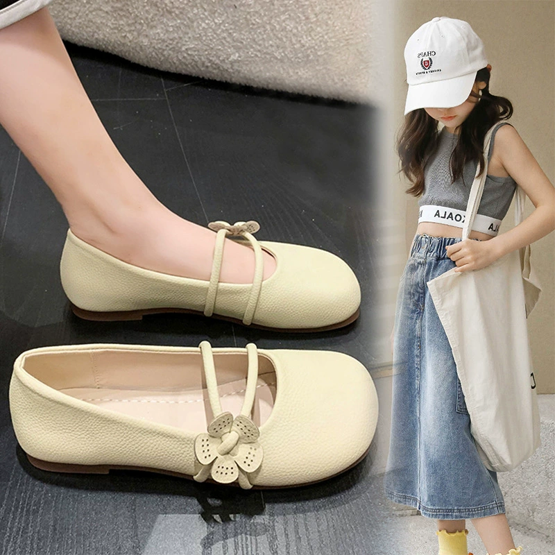 Обувь для девочек 2024 новый весенний летний детский мягкий подошв одиночные туфли