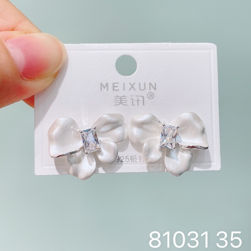 Meixun 新製品クロスボーダーホット販売ペイントフラワーイヤリングニッチデザインコールドスタイルパーソナライズされたレトロ 925 シルバー針女性用|undefined