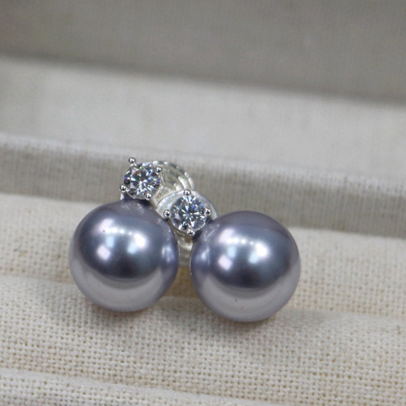 2025 Small Sweet Potato Australian White True Blue Lavender 5A Zircon Daisy Schia Pearl Earrings for Women Round No Holed