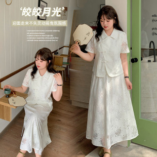 Do not shoot links-large size lace two-piece national style suit-ZK1624220267