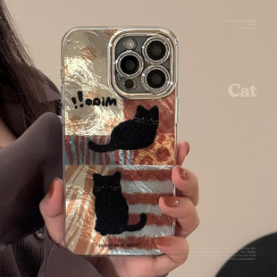Leopard Print Cat Phone Case Suitable for 17 Apple 16 Pro Max Lens Protector iPhone 13 Anti-Drop 12 Retro 15