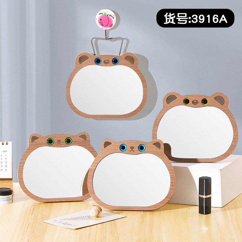 包包宝アマゾンかわいい猫の木のデスクトップ化粧鏡のデスクトップは角度を調節できます。|undefined