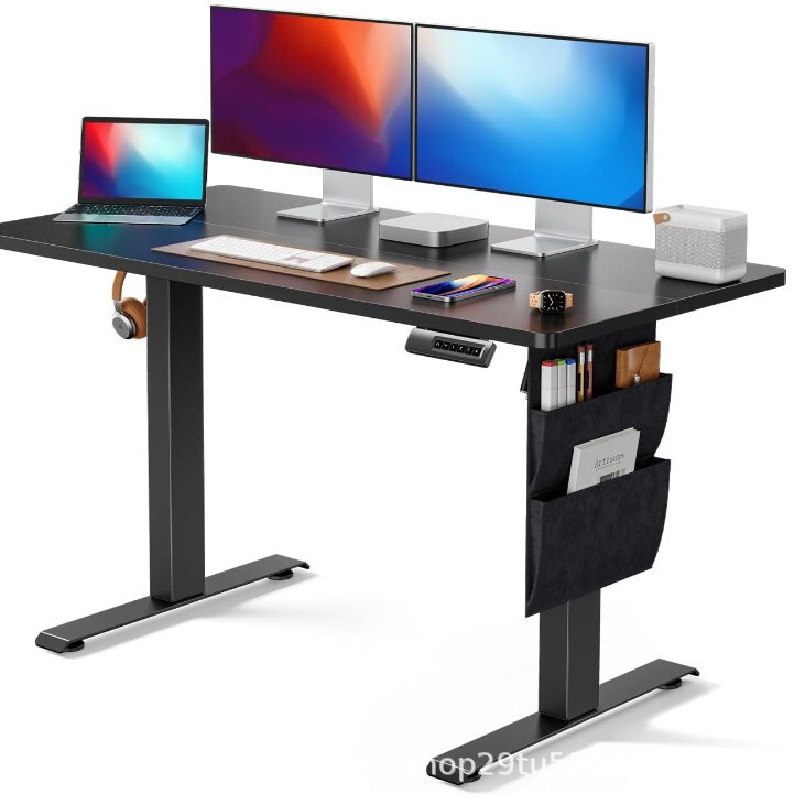 Cross-border Retro Desk Electric Lifting Height Adjustable Office Desk Multifunctional Computer Desk with Storage