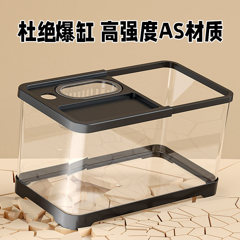 Tanque de tortuga, sala de estar para el hogar, alta transparencia, lámpara, tanque de alimentación de tortuga ecológica, escritorio de oficina, caja de peces de colores de paisajismo pequeño