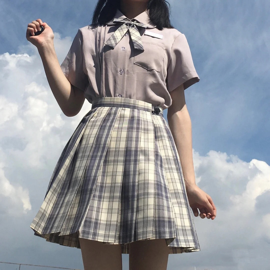 日系jk格子裙青少年春夏jk制服全套刺绣衬衫温柔一刀水手服百褶裙-阿里巴巴