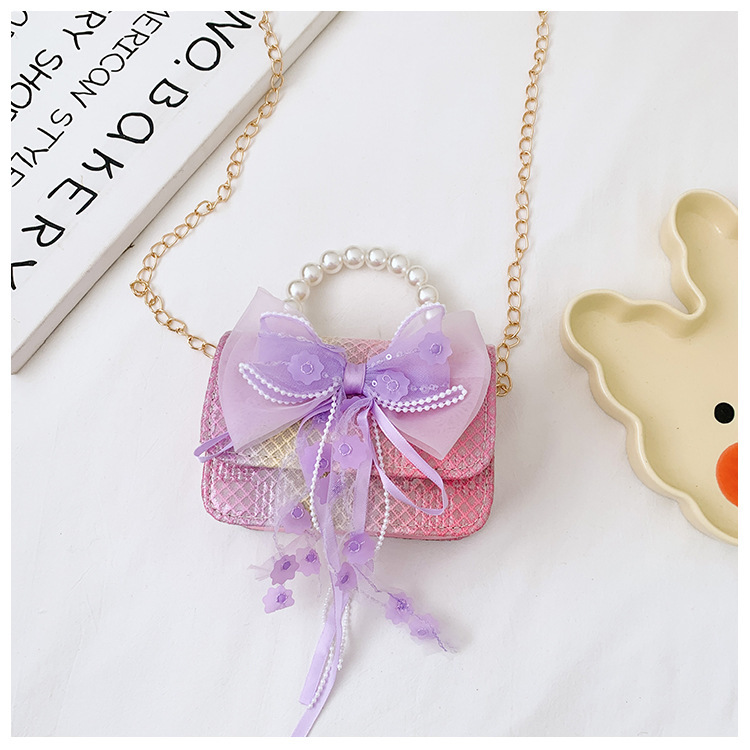 Bolsos de princesa transfronterizos nuevos bolsos de invierno y otoño de encaje de arco de tejido bolsos de mano de chicas cadenas bolsos de mochila accesorios