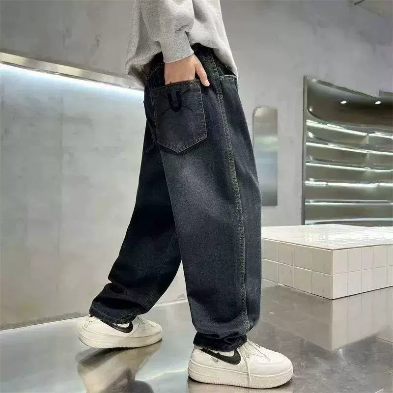 春秋季男中腰男童秋款长裤牛仔裤2025新款儿童洋气休闲长裤裤子