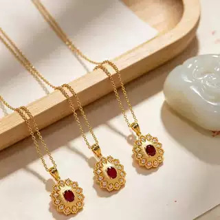 Unburned Ruby Pendant Sunflower Ruby Love Jewelry Y1822