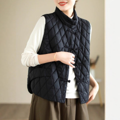冬季外套新中式菱格棉马甲女显瘦百搭2025冬季新款棉服外套A6473