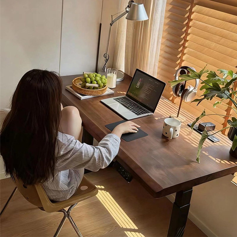 Solid Wood Electric Lift Table Computer Desk Study Desk Home Office Desk Gaming Desk Adjustable Workbench