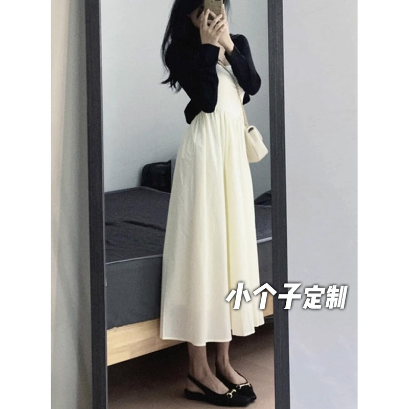 150 Shorty Early Spring Gentle Sling dress Women's Waist A- shaped First Love Mid-length Base Skirt xs Tall