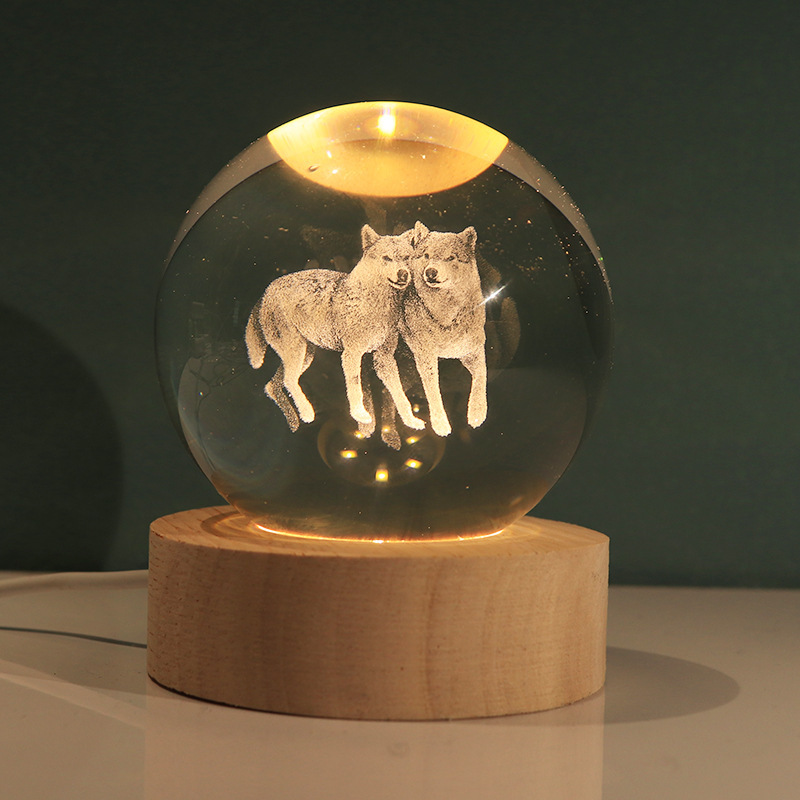 Lámpara decorativa 3D con bola de cristal – figura luminosa de Stitch, regalo creativo y luz nocturna
