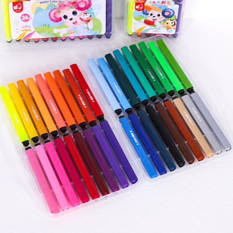 Set de 12/24 Pinceles Acuarela Triangulares – Lavables para Niños y Estudiantes