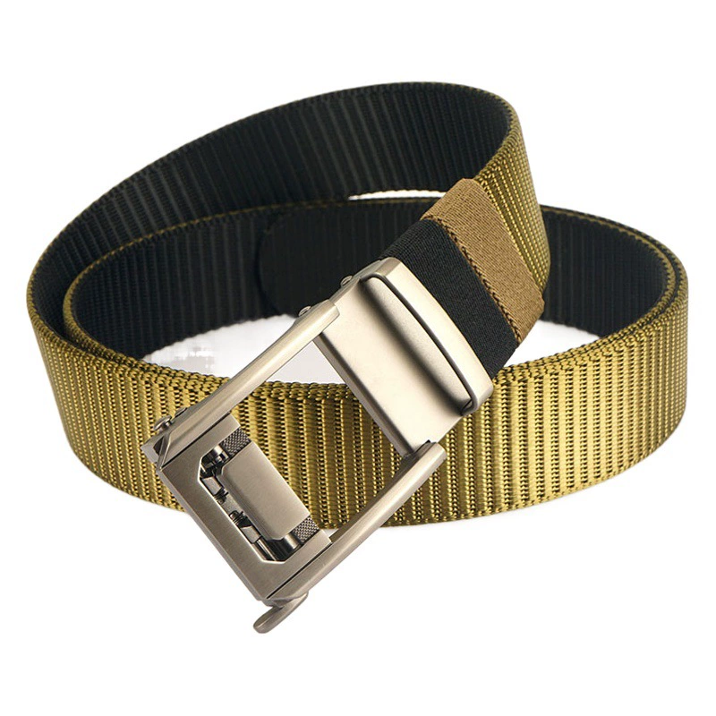 Новый двухсторонний нейлоновый ремень двойного назначения, мужской парусиновый ремень из сплава без зубиков с автоматической пряжкой, Молодежный Повседневный универсальный брючный ремень