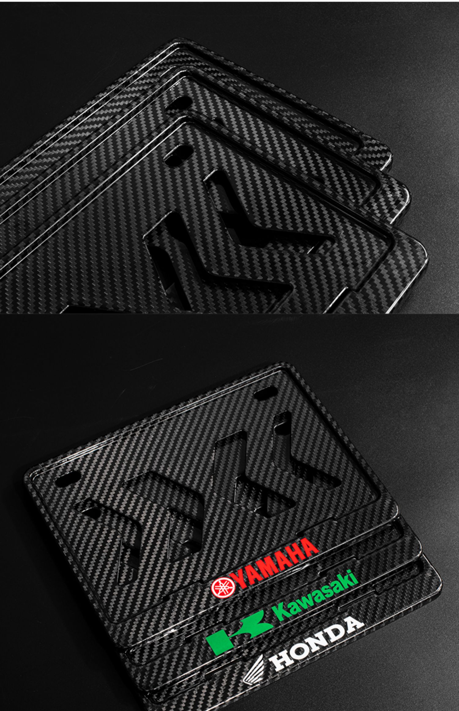 Suitable for Dry Carbon Fiber Motorcycle License Plate Frame, Rear License Plate Frame, Shockproof, for Yamaha, Kawasaki, Honda, No. 9