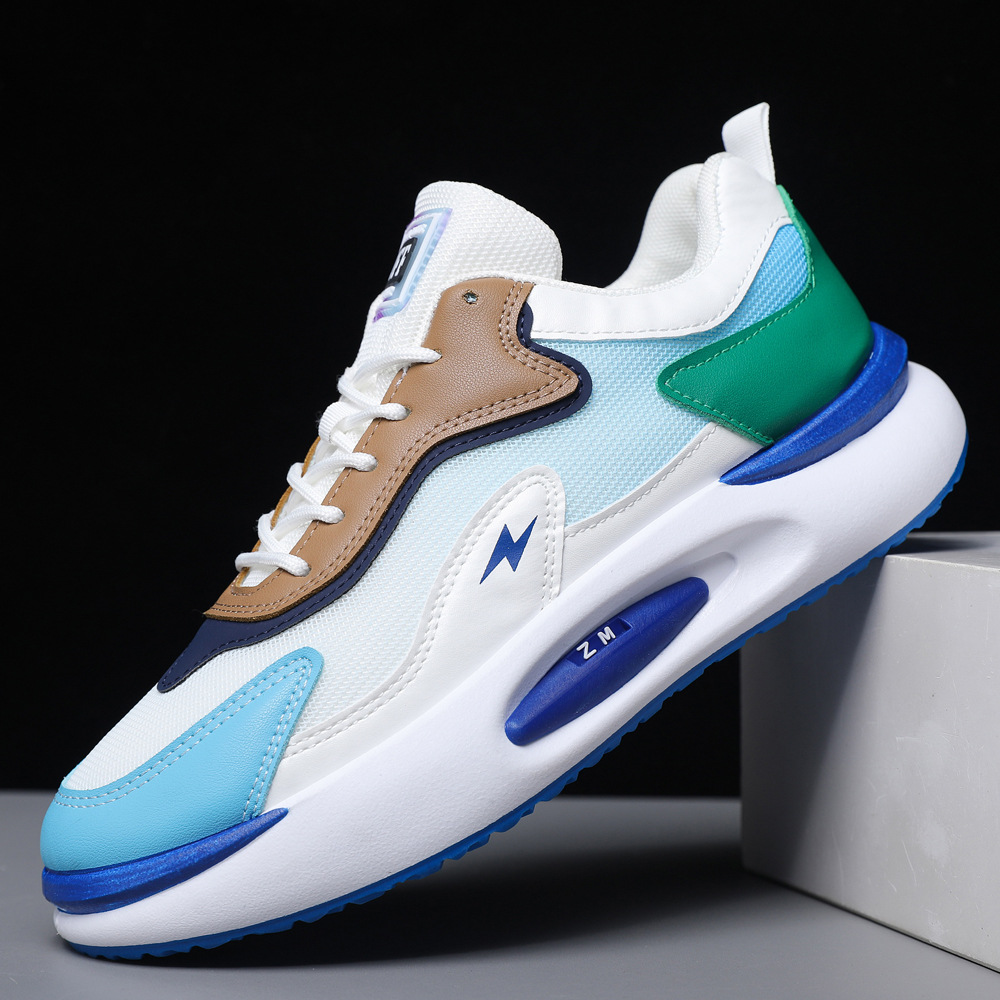 跨境男士新款厚底运动鞋男轻便气垫男士透气休闲鞋子潮网红跑步鞋