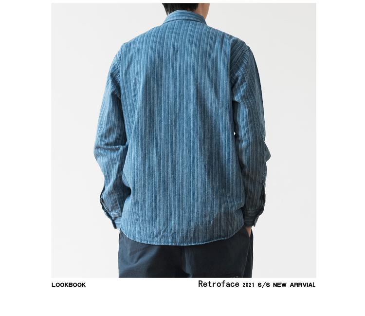 Amerikaans gestreept denim overhemd met borduursel voor heren_voghion.com