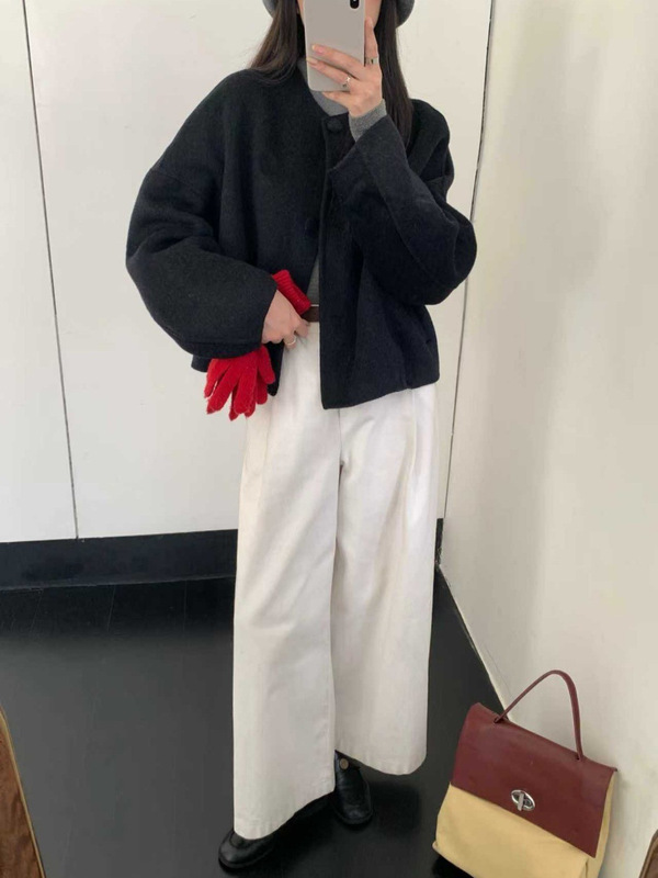 小香风短款双面羊绒毛大衣女秋冬2025新款高级感小个子毛呢外套女|undefined